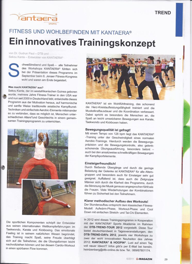 Artikel „Fitness und Wohlbefinden mit KANTAERA® – ein innovatives Trainingskonzept“ im DTB-Übungsheft 2011