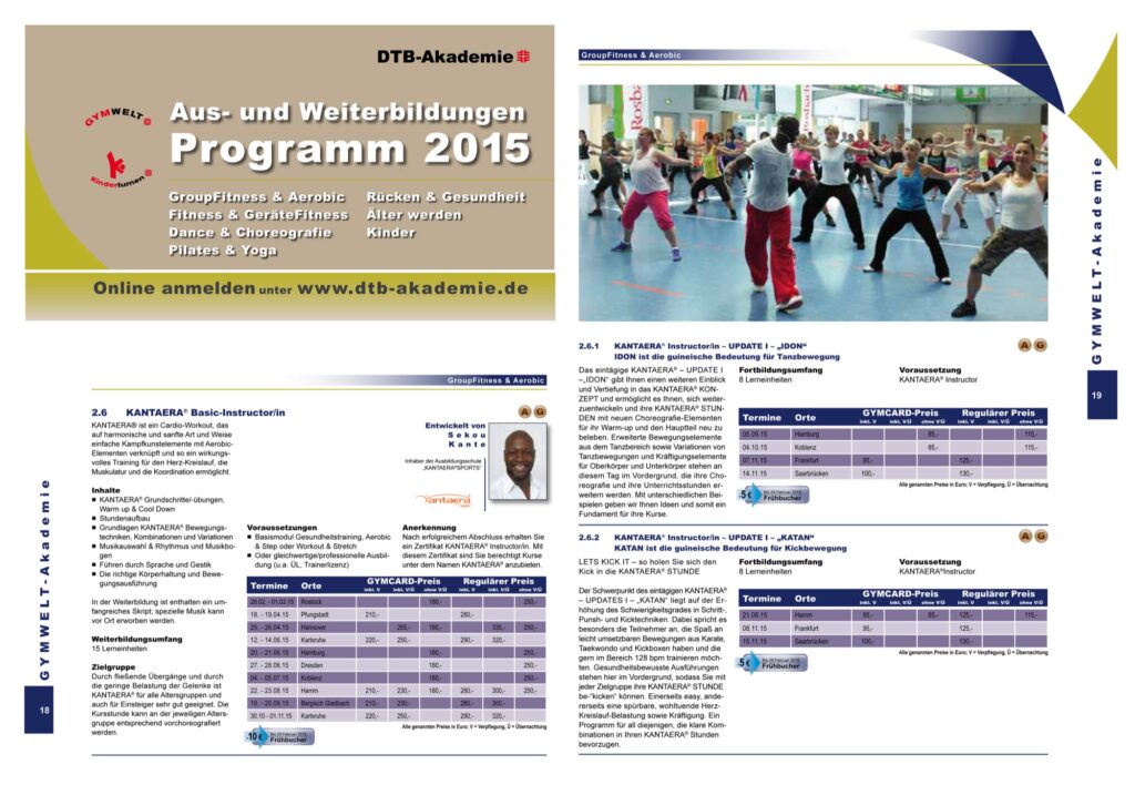 Auszug aus dem DTB-Akademie-Programm 2015 mit den KANTAERA®-Ausbildungsterminen