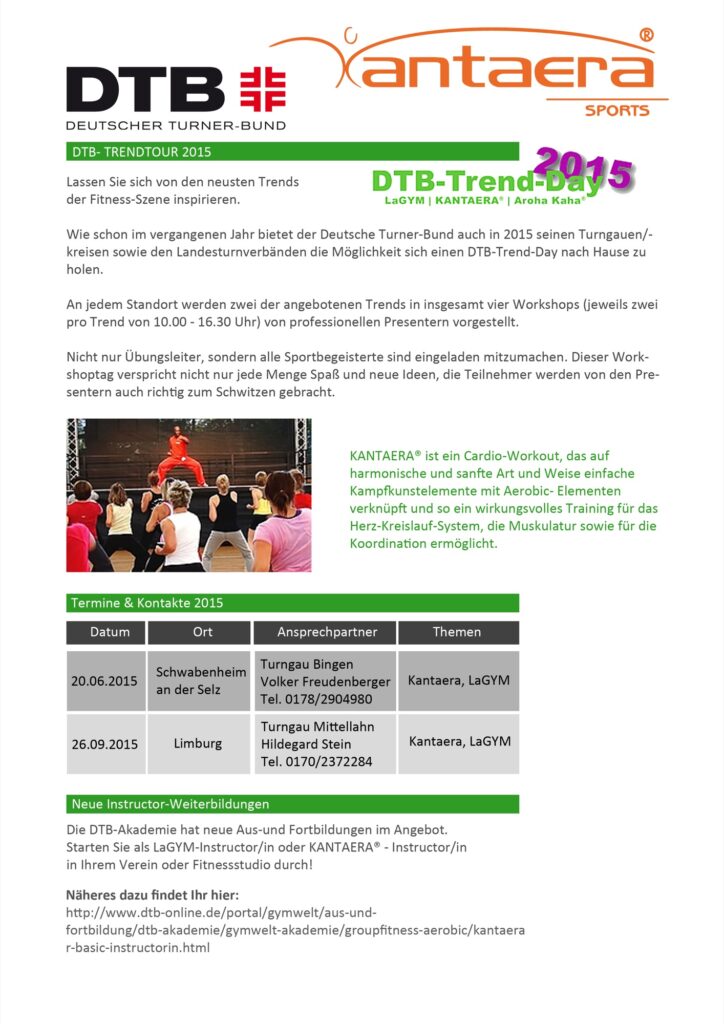 Ankündigung der DTB-Trendtour 2015 mit KANTAERA®